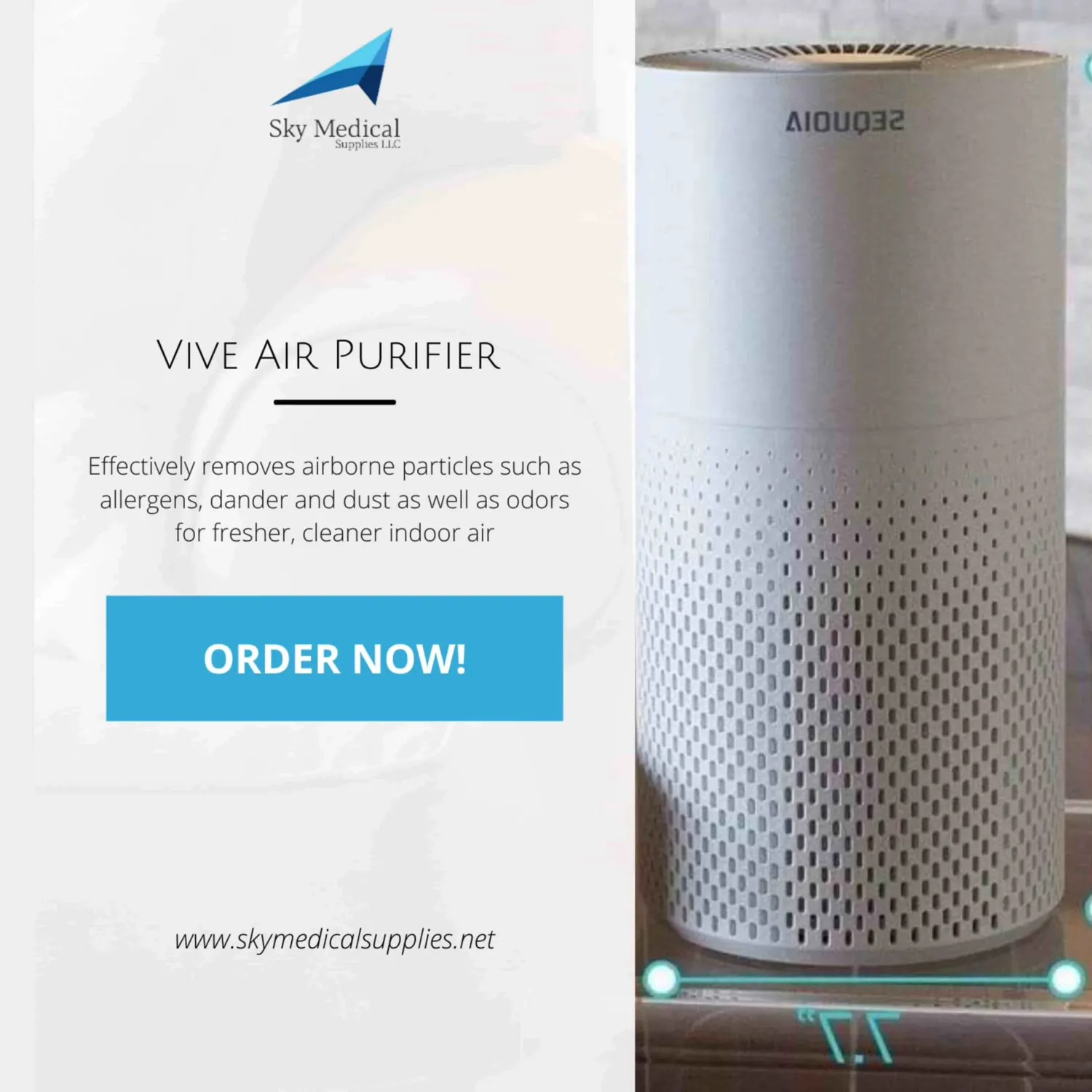 air purifier effectively imamates most germs and pollutants vivo