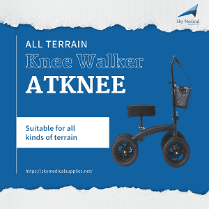 Experience better mobility during recovery with our all terrain knee walker for broken foot, ankle injury & crutch alternative with seat and braking system.