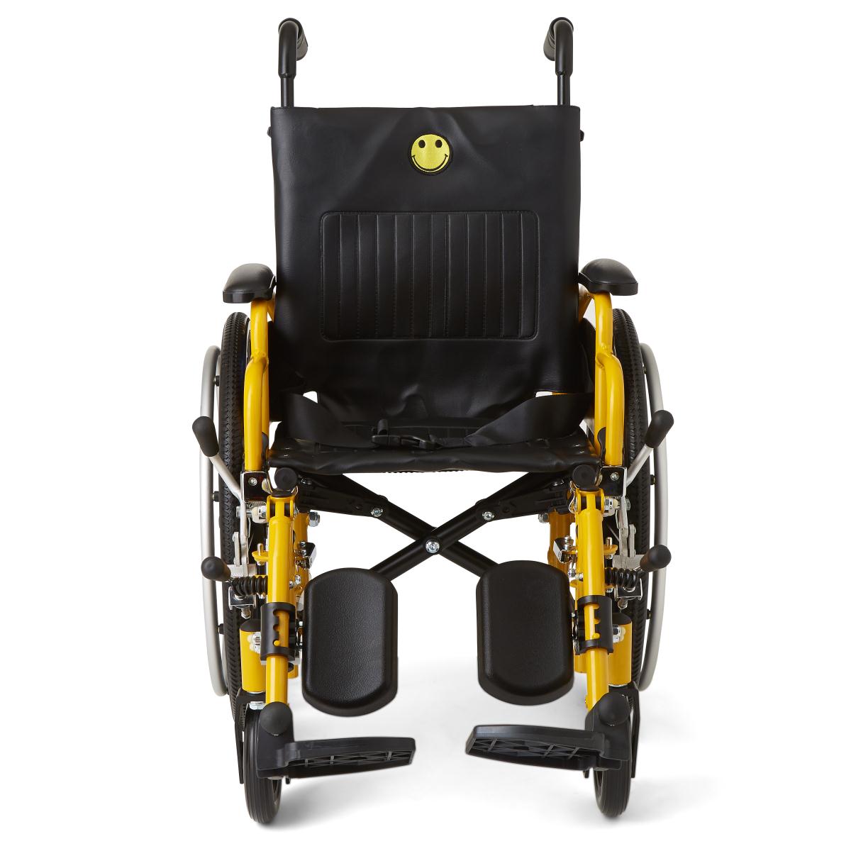 The Medline Kidz Pediatric Wheelchair 14” Seat features adjustable telescoping handles for caregiver comfort.