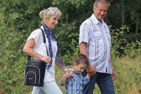 portable oxygen walking with family