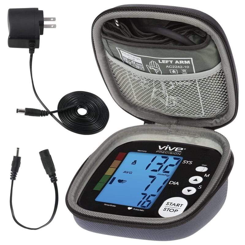 a blood pressure monitor digital display and a wall charger you can carry with you