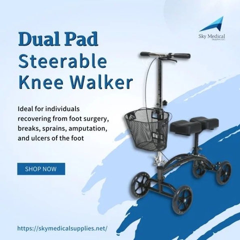 Dual pad steerable knee walker